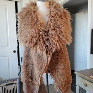 Boho Double Zero Faux Fur Boucle Vest Drape